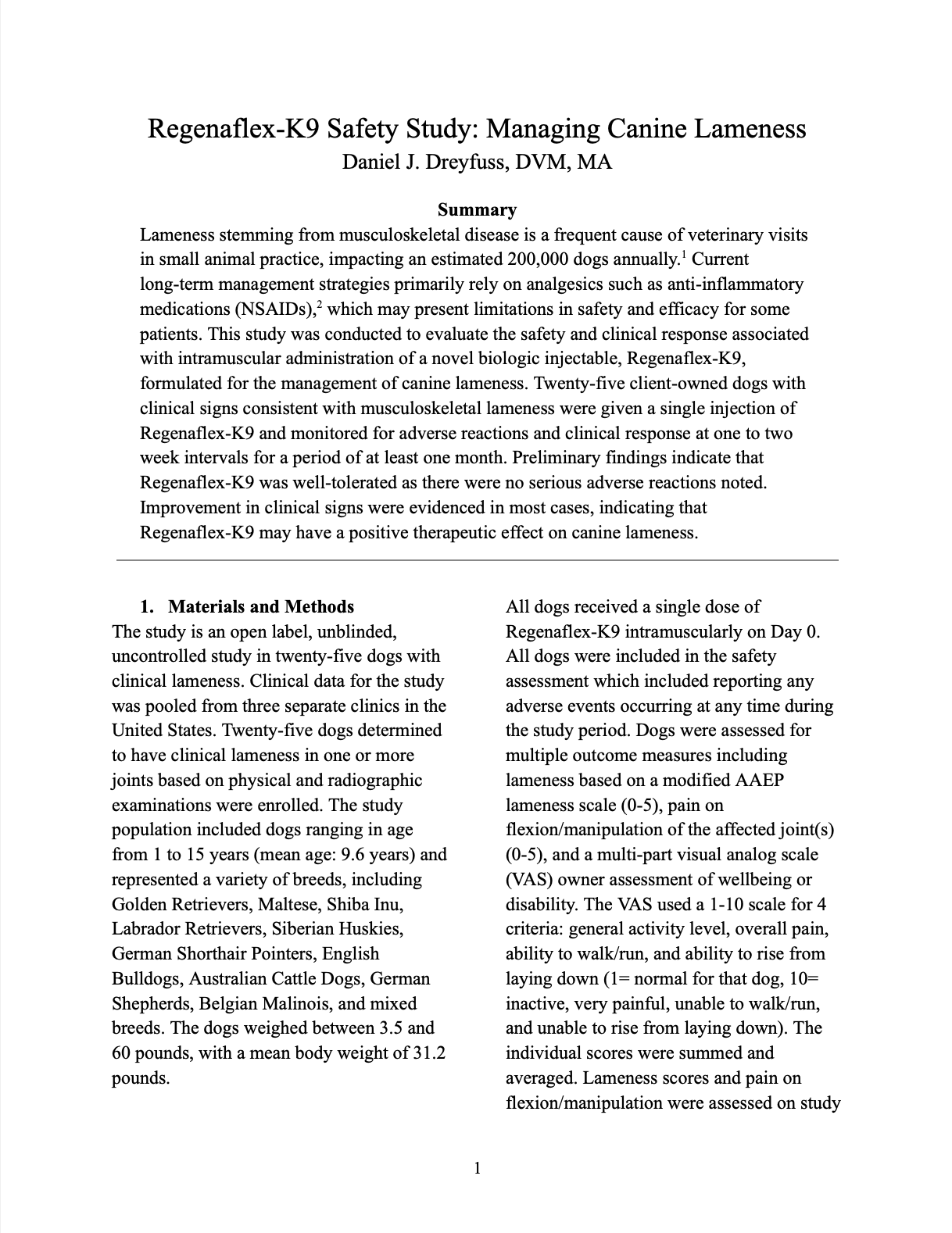 <p>SAFETY – Regenaflex-K9</p>